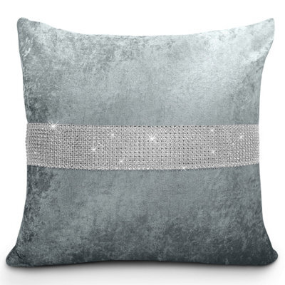 Intimates Ombre Effect Cushion, Crushed Velvet Sofa Cushion, Luxury Decorative Home Decor With Zip Closure - Grey
