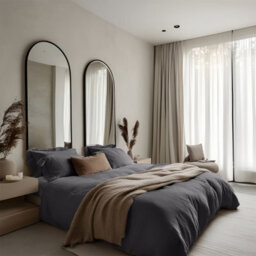 Ameha Plain Dyed Duvet Cover Complete Set With Matching Fitted Sheet & Pillowcase Microfiber Double Charcoal - thumbnail 2