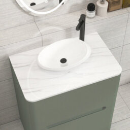 Royal Bathrooms Venice 700mm Sage Green Freestanding Bathroom Countertop Vanity Unit 2 Drawer With Nova Basin - thumbnail 6