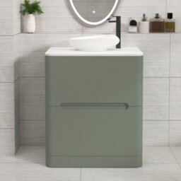 Royal Bathrooms Venice 700mm Sage Green Freestanding Bathroom Countertop Vanity Unit 2 Drawer With Nova Basin - thumbnail 1