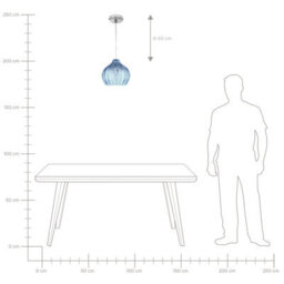 Beliani Pendant Lamp Blue Glass Bell Shade Retro Hanging Light, Adjustable Suspension, 22Cm Dia 76Cm H - thumbnail 9