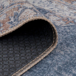 Loomed Denim Blue Vintage Medallion Anti Slip Washable Rug 240X330Cm - thumbnail 4