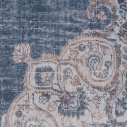 Loomed Denim Blue Vintage Medallion Anti Slip Washable Rug 240X330Cm - thumbnail 3