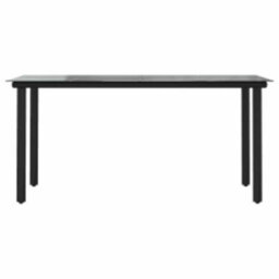 Berkfield Durable 7 Piece Garden Dining Set Black Poly Rattan Glass - thumbnail 7