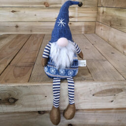 Samuel Alexander 48Cm Tall Christmas Gonk Gnome Nordic Decoration Blue Body Hat Bell Dangly Legs - thumbnail 7