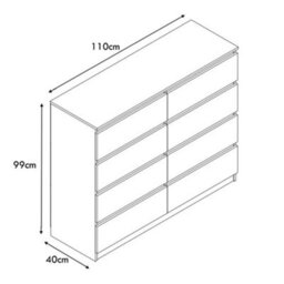 Fwstyle Stora Grey Gloss 8 Drawer Chest (H) 99Cm (W) 110Cm (D) 40Cm - Extra Deep 14Cm Drawers - thumbnail 9
