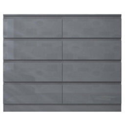 Fwstyle Stora Grey Gloss 8 Drawer Chest (H) 99Cm (W) 110Cm (D) 40Cm - Extra Deep 14Cm Drawers - thumbnail 8