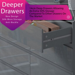 Fwstyle Stora Grey Gloss 8 Drawer Chest (H) 99Cm (W) 110Cm (D) 40Cm - Extra Deep 14Cm Drawers - thumbnail 5