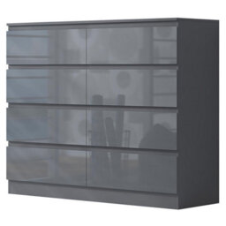 Fwstyle Stora Grey Gloss 8 Drawer Chest (H) 99Cm (W) 110Cm (D) 40Cm - Extra Deep 14Cm Drawers - thumbnail 7