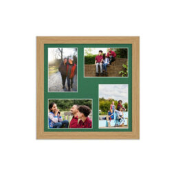 AK Frames 12X12 Light Oak Modern Multi Photo Frame With Emerald Mount - Holds 4 Apertures (4X) 6X4 Photos