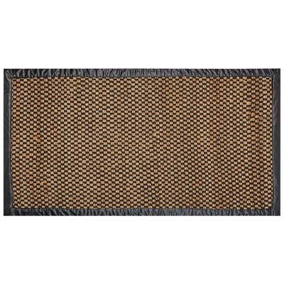 Wyld And Coco Handwoven Jute Rug 80 X 150 Cm - Black And Beige, Leather Accents - image 1