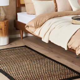 Wyld And Coco Handwoven Jute Rug 80 X 150 Cm - Black And Beige, Leather Accents - thumbnail 2