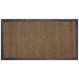 Wyld And Coco Handwoven Jute Rug 80 X 150 Cm - Black And Beige, Leather Accents - thumbnail 1