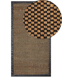 Wyld And Coco Handwoven Jute Rug 80 X 150 Cm - Black And Beige, Leather Accents - thumbnail 3