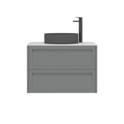 Royal Bathrooms Royal Bathroom Elmore 800mm Matt Pebble Grey Wall Mounted Countertop Bathroom Vanity Unit 2 Drawer With Art Round Basin - thumbnail 7