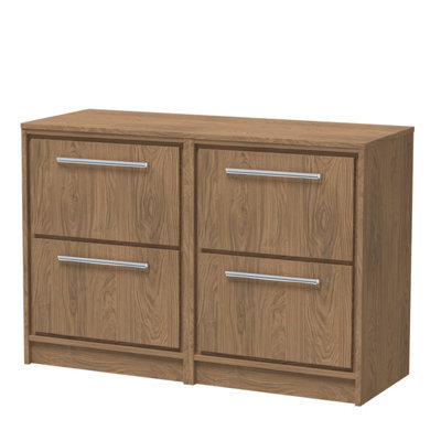 Hudson Reed Lille Floorstanding Four Drawer Contemporary Vanity Unit With Worktop In Antique Oak, 605 X 460mm - image 1