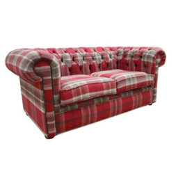 Chesterfield Tartan 2 Seater Sofa Balmoral Red Fabric In Classic Style - thumbnail 1