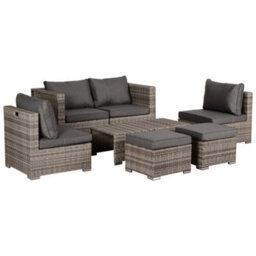 Outsunny 8Pc Outdoor Patio Furniture Set Weather Wicker Rattan Sofa Chair Grey - thumbnail 2