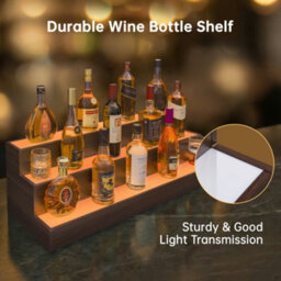 Abrihome Led Illuminated Wine Bottle Rack - Walnut Color, Three-Tier Freestanding Display Stand With App Remote Control, Suitable For Home - thumbnail 6