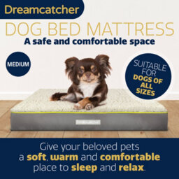 Dreamcatcher Grey Medium Dog Bed Orthopaedic Flat Crate Pet Mattress 76X51X9Cm, Removable Washable Cover - thumbnail 2