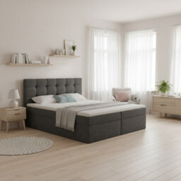 Luanda 160 And 200 Functional Bedroom Bed With Bonell Springs And Integrated Storage Dark Grey - thumbnail 2
