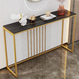Fativo 120Cm Long Narrow Slim Console Table Extra Long Sintered Stone Marble Hallway Entryway Porch Accent Table