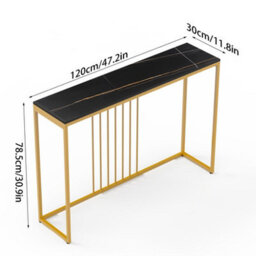 Fativo 120Cm Long Narrow Slim Console Table Extra Long Sintered Stone Marble Hallway Entryway Porch Accent Table - thumbnail 2