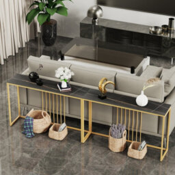 Fativo 120Cm Long Narrow Slim Console Table Extra Long Sintered Stone Marble Hallway Entryway Porch Accent Table - thumbnail 9