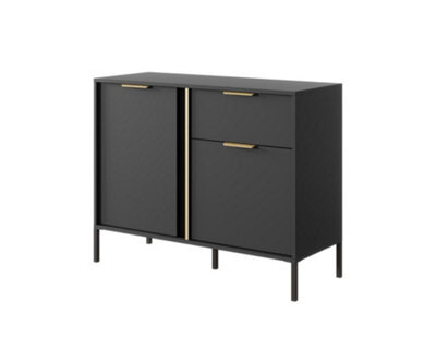 Arte Lars D Contemporary Sideboard Cabinet 2 Hinged Doors 2 Shelves 1 Drawer Anthracite (H)820mm (W)1030mm (D)400mm - image 1