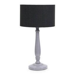 Valuelights Victoria Traditional Grey Wood Candlestick Table Lamp With Black Drum Shade - thumbnail 2