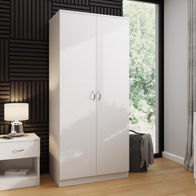 Fwstyle Promo 2 Door Double Wardrobe White (H) 170 (W) 76 (D) 47Cm - image 1