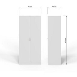 Fwstyle Promo 2 Door Double Wardrobe White (H) 170 (W) 76 (D) 47Cm - thumbnail 7