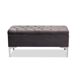 Modena Storage Ottoman Bench, Ottoman Footstool With Legs, 150Cm Plush Velvet Upholstered End Of Bed Bench, Steel Grey - thumbnail 2