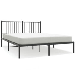 Berkfield Metal Bed Frame With Headboard Black 150X200 Cm 5Ft King Size - thumbnail 2
