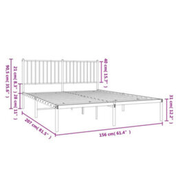 Berkfield Metal Bed Frame With Headboard Black 150X200 Cm 5Ft King Size - thumbnail 9