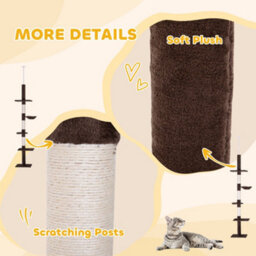 Pawhut Floor To Ceiling Cat Tree 5-Tier Climbing Tower Scratching Post Brown - thumbnail 6