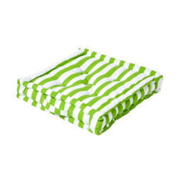Homescapes Cotton Green Thick Stripe Floor Cushion, 50 X 50 Cm