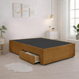 Luxury Mustard Plush Milan King Size Bed Frame With Mattress 54 Inches Wingback Headboard 2 Footend Storage Drawers - thumbnail 6