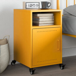 Berkfield Bedside Cabinet Mustard Yellow 36X39X59 Cm Steel - thumbnail 1
