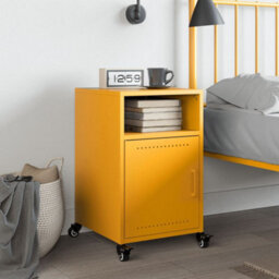 Berkfield Bedside Cabinet Mustard Yellow 36X39X59 Cm Steel - thumbnail 3