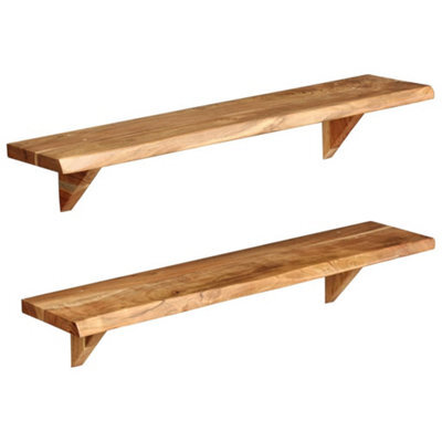 Berkfield Wall Shelves 2 Pcs 90X20X16 Cm Solid Acacia Wood - image 1