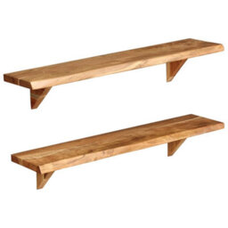 Berkfield Wall Shelves 2 Pcs 90X20X16 Cm Solid Acacia Wood - thumbnail 1