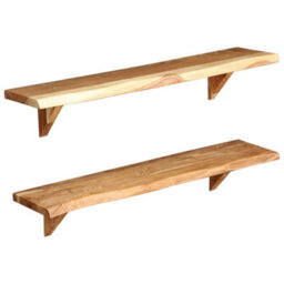 Berkfield Wall Shelves 2 Pcs 90X20X16 Cm Solid Acacia Wood - thumbnail 6