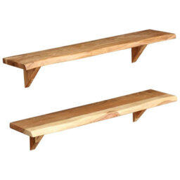 Berkfield Wall Shelves 2 Pcs 90X20X16 Cm Solid Acacia Wood - thumbnail 7