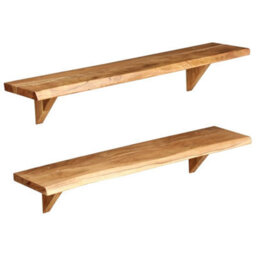 Berkfield Wall Shelves 2 Pcs 90X20X16 Cm Solid Acacia Wood - thumbnail 8