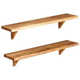 Berkfield Wall Shelves 2 Pcs 90X20X16 Cm Solid Acacia Wood - thumbnail 9