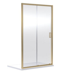 Dezine 6mm Brushed Brass 1200 X 800mm Sliding Door Shower Enclosure - thumbnail 1
