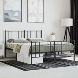 Berkfield Metal Bed Frame With Headboard And Footboard Black 120X200 Cm - thumbnail 4