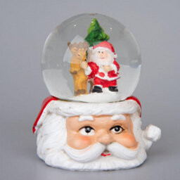 Shatchi Christmas Mini Snowglobe Water Ball Snow Dome Scene Resin Santa Face Base Table Decorations - thumbnail 8