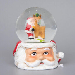 Shatchi Christmas Mini Snowglobe Water Ball Snow Dome Scene Resin Santa Face Base Table Decorations - thumbnail 7